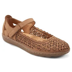 Clearance Earth Shoes Lady Perforated Slip-On Ballet Flat Dark Brown