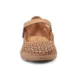 Clearance Earth Shoes Lady Perforated Slip-On Ballet Flat Dark Brown