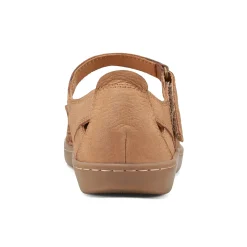 Clearance Earth Shoes Lady Perforated Slip-On Ballet Flat Dark Brown