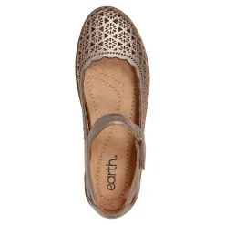 Earth Shoes Lady Perforated Slip-On Ballet Flat Gold