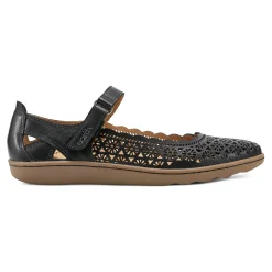 Clearance Earth Shoes Lady Perforated Slip-On Ballet Flat Black