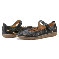 Clearance Earth Shoes Lady Perforated Slip-On Ballet Flat Black