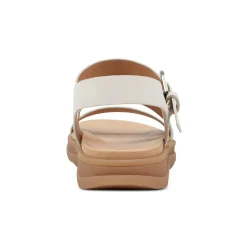 Hot Earth Shoes Lainey Casual Strappy Round Toe Flat Sandals Ivory