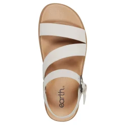 Hot Earth Shoes Lainey Casual Strappy Round Toe Flat Sandals Ivory