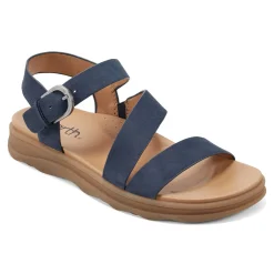Online Earth Shoes Lainey Casual Strappy Round Toe Flat Sandals Medium Blue