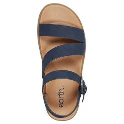 Online Earth Shoes Lainey Casual Strappy Round Toe Flat Sandals Medium Blue
