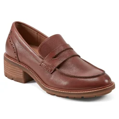 Sale Earth Shoes Lindy Almond Toe Casual Slip-on Penny Loafers Medium Brown
