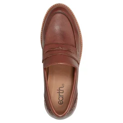 Sale Earth Shoes Lindy Almond Toe Casual Slip-on Penny Loafers Medium Brown