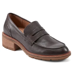 Sale Earth Shoes Lindy Almond Toe Casual Slip-on Penny Loafers Dark Red