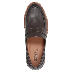 Sale Earth Shoes Lindy Almond Toe Casual Slip-on Penny Loafers Dark Red