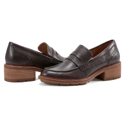Sale Earth Shoes Lindy Almond Toe Casual Slip-on Penny Loafers Dark Red