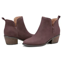 New Earth Shoes Marisole Block Heel Slip-on Casual Booties Dark Red
