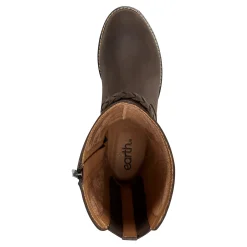 Online Earth Shoes Mira Round Toe High Shaft Casual Boots Dark Brown