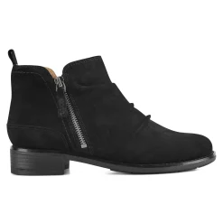 Earth Shoes Nadya Round Toe Ruched Casual Booties Black Suede