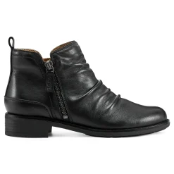 Earth Shoes Nadya Round Toe Ruched Casual Booties Black