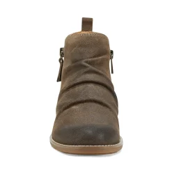 Hot Earth Shoes Nadya Round Toe Ruched Casual Booties Dark Brown