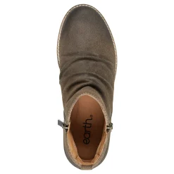 Hot Earth Shoes Nadya Round Toe Ruched Casual Booties Dark Brown