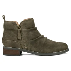 Best Earth Shoes Nadya Round Toe Ruched Casual Booties Dark Green