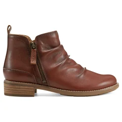 Best Earth Shoes Nadya Round Toe Ruched Casual Booties Medium Brown