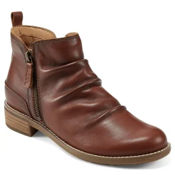 Best Earth Shoes Nadya Round Toe Ruched Casual Booties Medium Brown