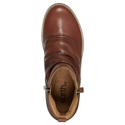 Best Earth Shoes Nadya Round Toe Ruched Casual Booties Medium Brown