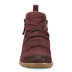 Sale Earth Shoes Nadya Round Toe Ruched Casual Booties Dark Red