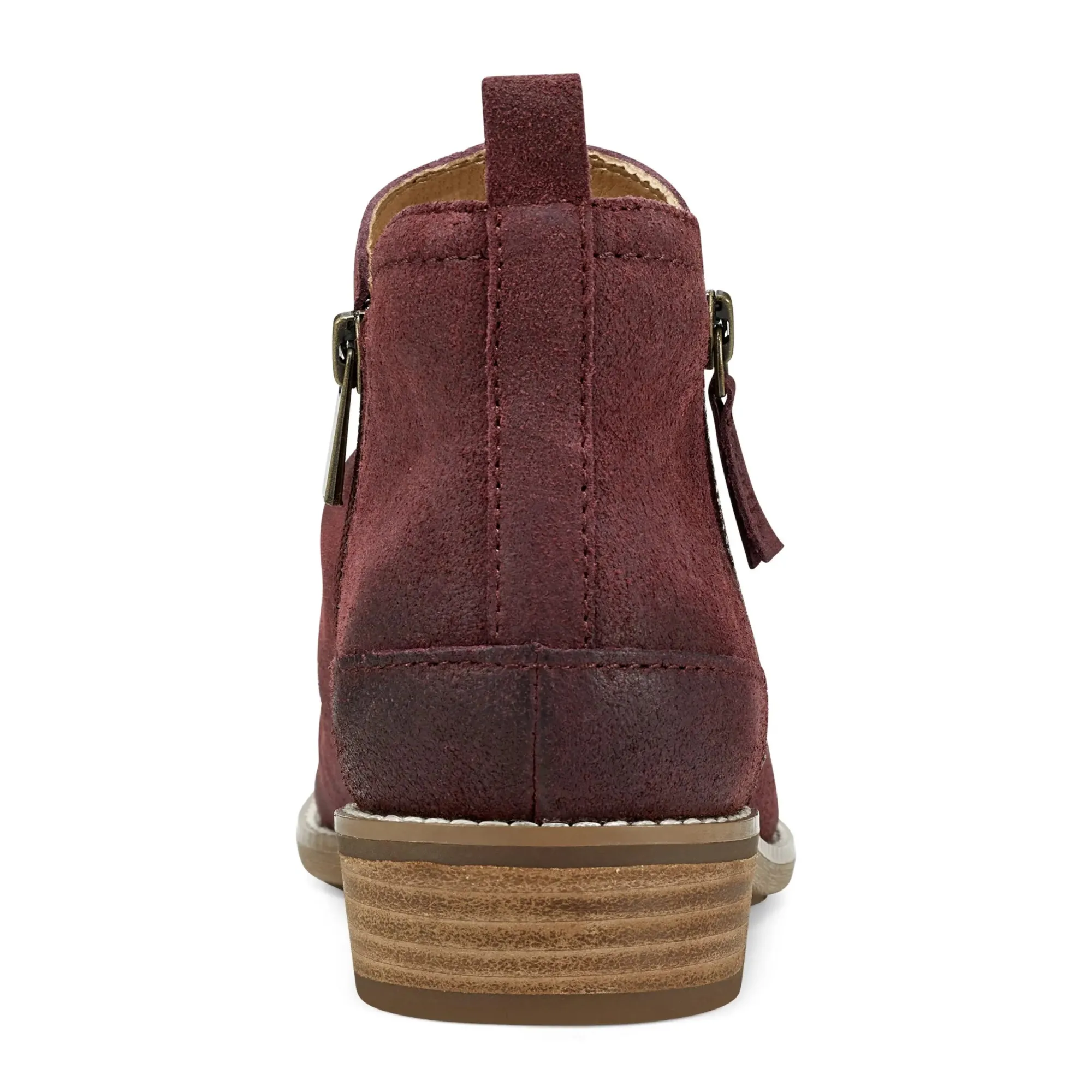 Sale Earth Shoes Nadya Round Toe Ruched Casual Booties Dark Red