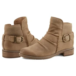 Outlet Earth Shoes Naira Round Toe Ruched Casual Booties