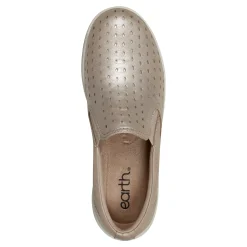 Hot Earth Shoes Nel Laser Cut Round Toe Casual Slip-on Sneakers Gold