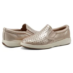 Hot Earth Shoes Nel Laser Cut Round Toe Casual Slip-on Sneakers Gold