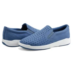 Online Earth Shoes Nel Laser Cut Round Toe Casual Slip-on Sneakers Medium Blue