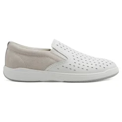 Hot Earth Shoes Nel Laser Cut Round Toe Casual Slip-on Sneakers White