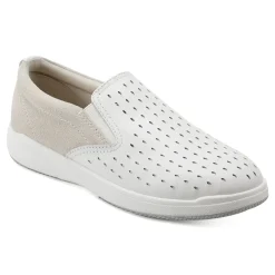 Hot Earth Shoes Nel Laser Cut Round Toe Casual Slip-on Sneakers White