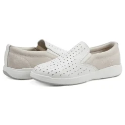 Hot Earth Shoes Nel Laser Cut Round Toe Casual Slip-on Sneakers White