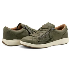 Hot Earth Shoes Netta Round Toe Casual Lace-up Sneakers Dark Green