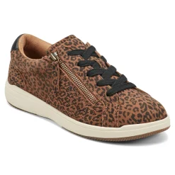 Outlet Earth Shoes Netta Round Toe Casual Lace-up Sneakers Leopard