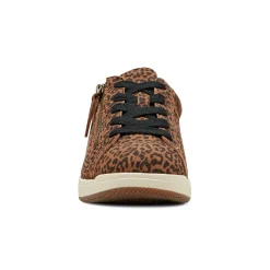 Outlet Earth Shoes Netta Round Toe Casual Lace-up Sneakers Leopard