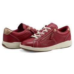 New Earth Shoes Netta Round Toe Casual Lace-up Sneakers Medium Red