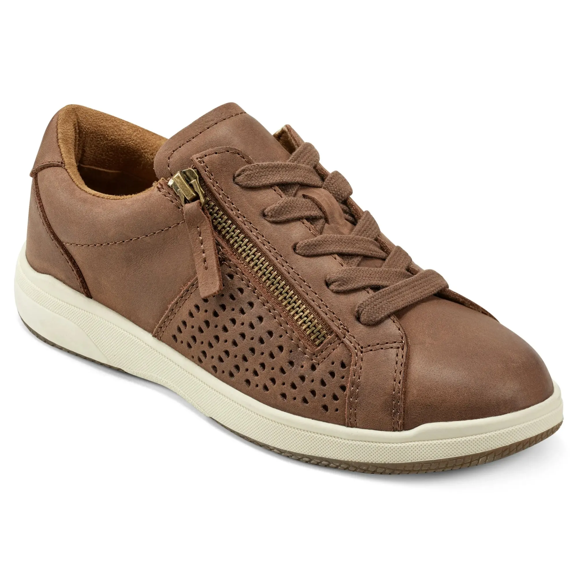 Outlet Earth Shoes Netta Round Toe Casual Lace-up Sneakers Dark Natural