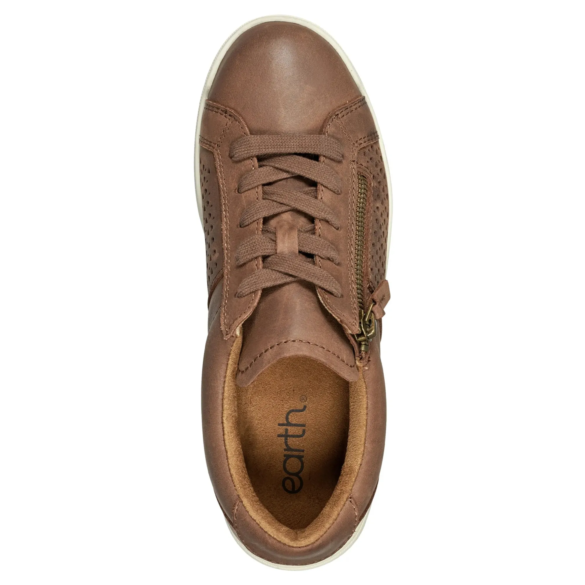 Outlet Earth Shoes Netta Round Toe Casual Lace-up Sneakers Dark Natural