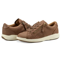 Outlet Earth Shoes Netta Round Toe Casual Lace-up Sneakers Dark Natural
