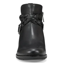 Earth Shoes Nicole Round Toe Stacked Heel Casual Booties Black
