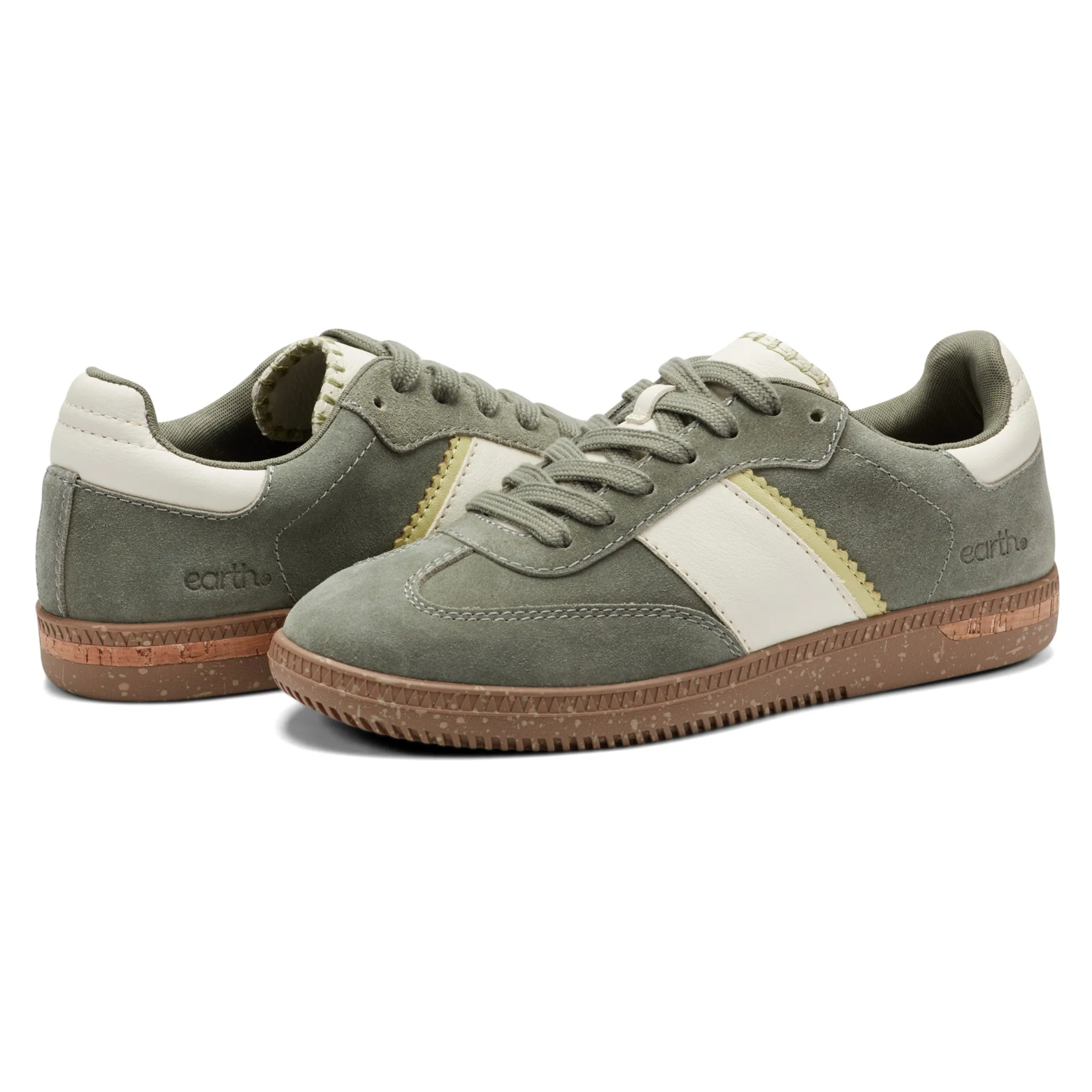 Sale Earth Shoes Penny Lace-Up Sneakers Green Suede