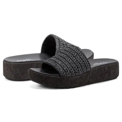 Discount Earth Shoes Sachan Casual Slip-on Wedge Platform Sandals Black