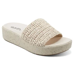 Sale Earth Shoes Sachan Casual Slip-on Wedge Platform Sandals Ivory