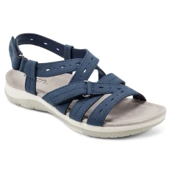New Earth Shoes Samsin Round Toe Strappy Casual Flat Sandals Dark Blue