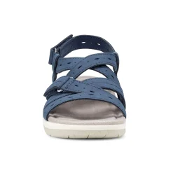 New Earth Shoes Samsin Round Toe Strappy Casual Flat Sandals Dark Blue