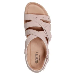 Earth Shoes Samsin Round Toe Strappy Casual Flat Sandals Pink