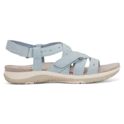 Best Earth Shoes Samsin Round Toe Strappy Casual Flat Sandals Light Blue