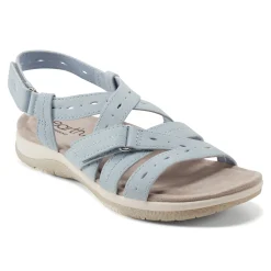 Best Earth Shoes Samsin Round Toe Strappy Casual Flat Sandals Light Blue